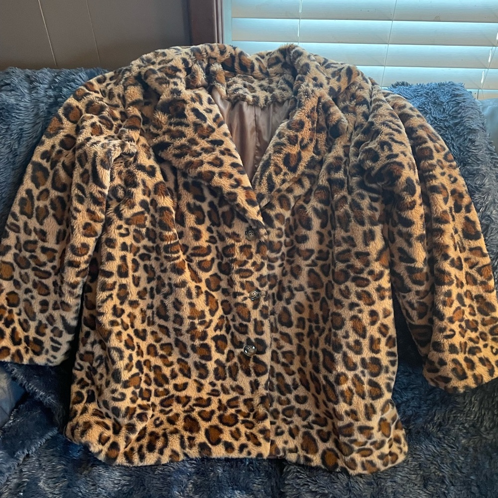 Fuzzy Leopard Jacket 2X